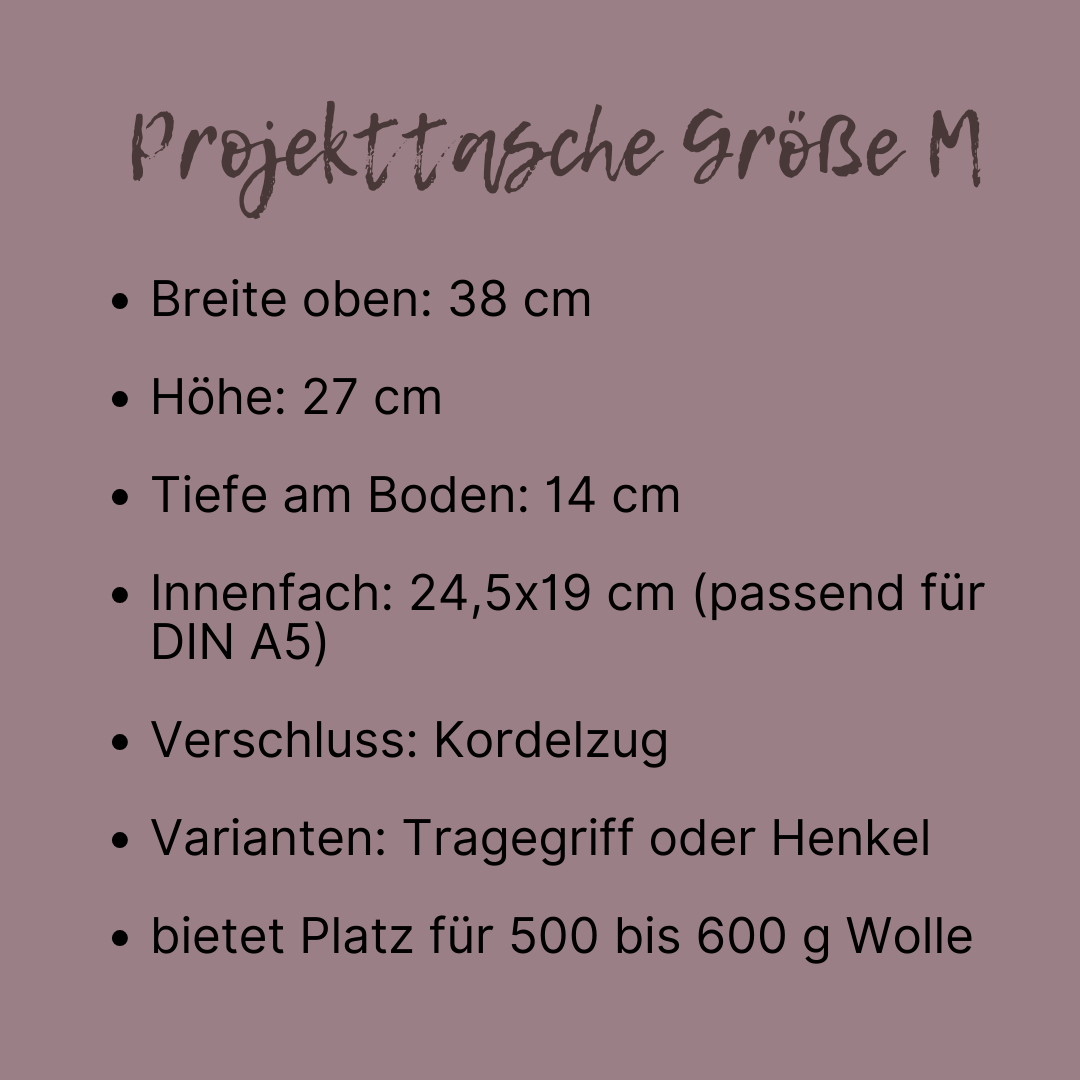 Projekttasche mit Kordelzug Größe M | Motiv Maschenliebe