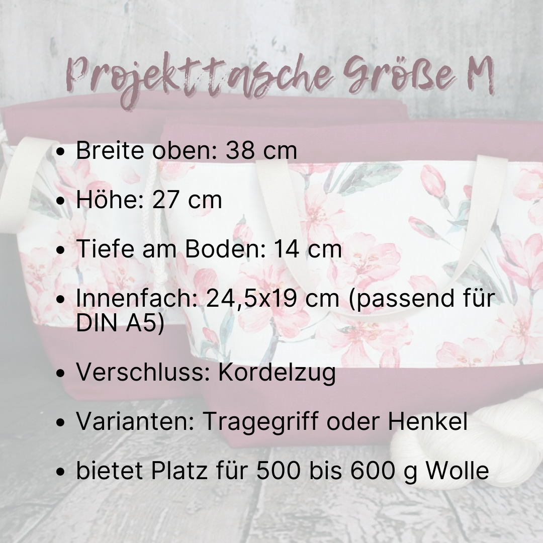 Projekttasche mit Kordelzug Größe M | Motiv Pfingstrosen