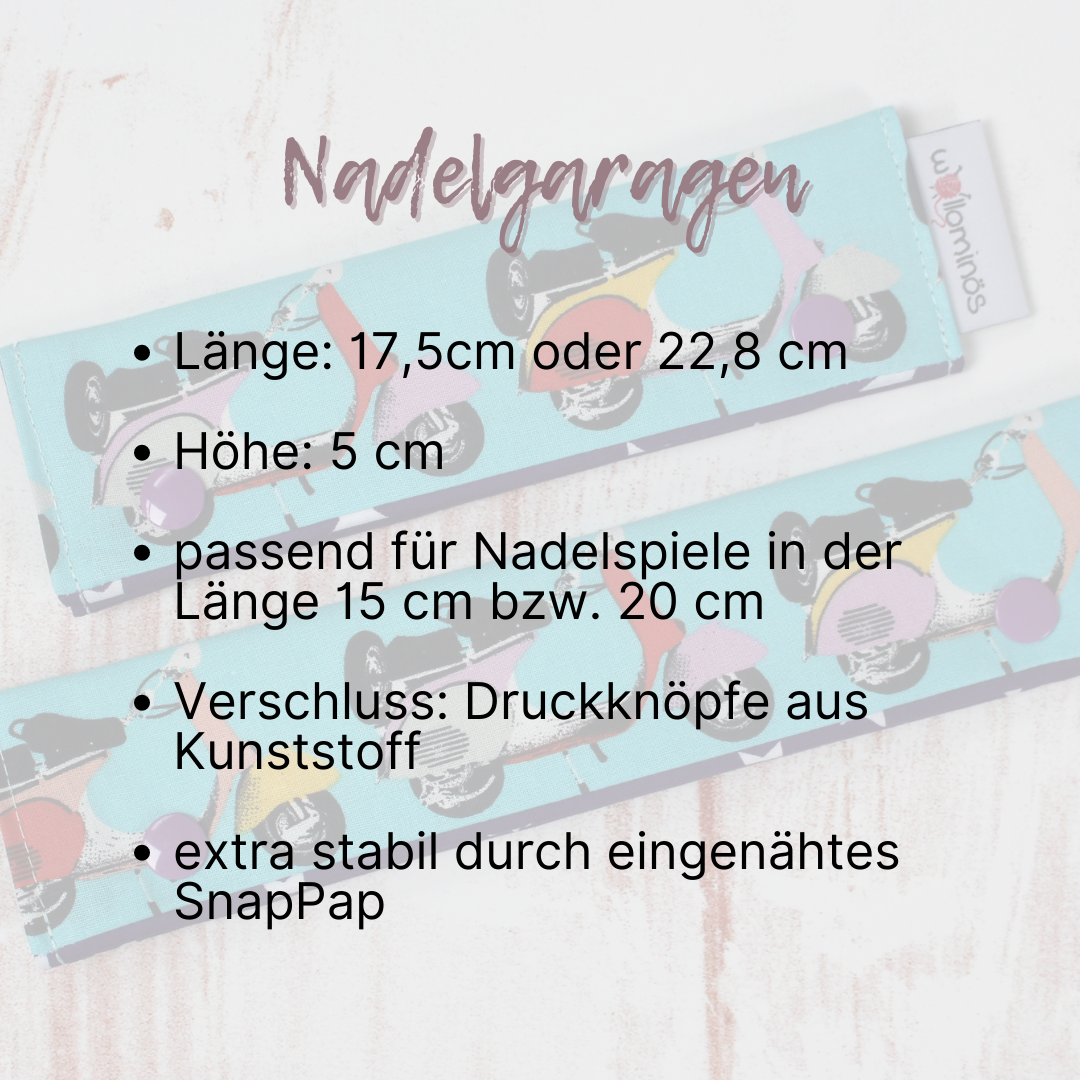 Nadelgarage zur Aufbewahrung von Nadelspielen in 15 cm Länge | Motiv grüne Blumenwiese