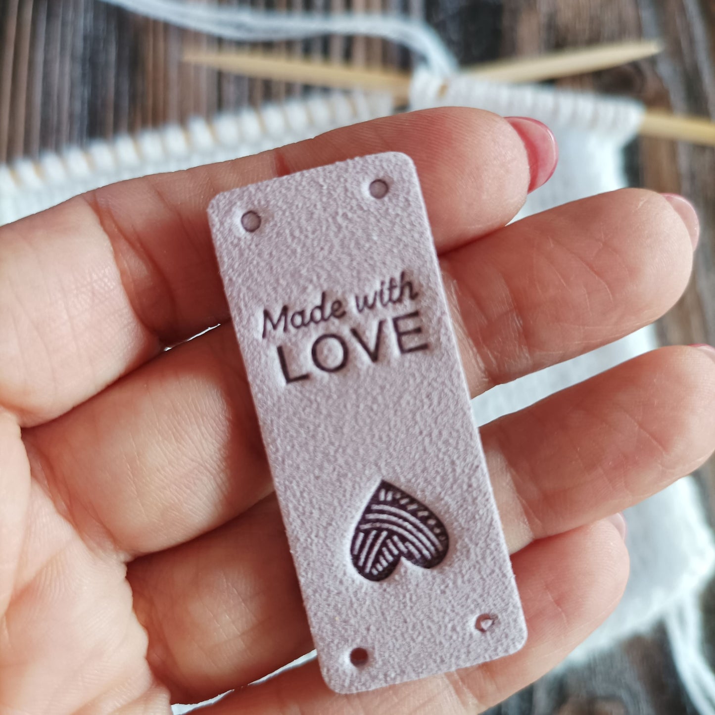 Drei Label zum Aufnähen im Set | Motiv Made with LOVE helle Töne