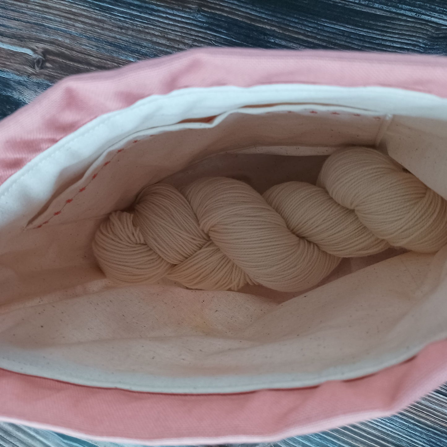 Projekttasche mit Kordelzug Größe S | Motiv Eulen rosa