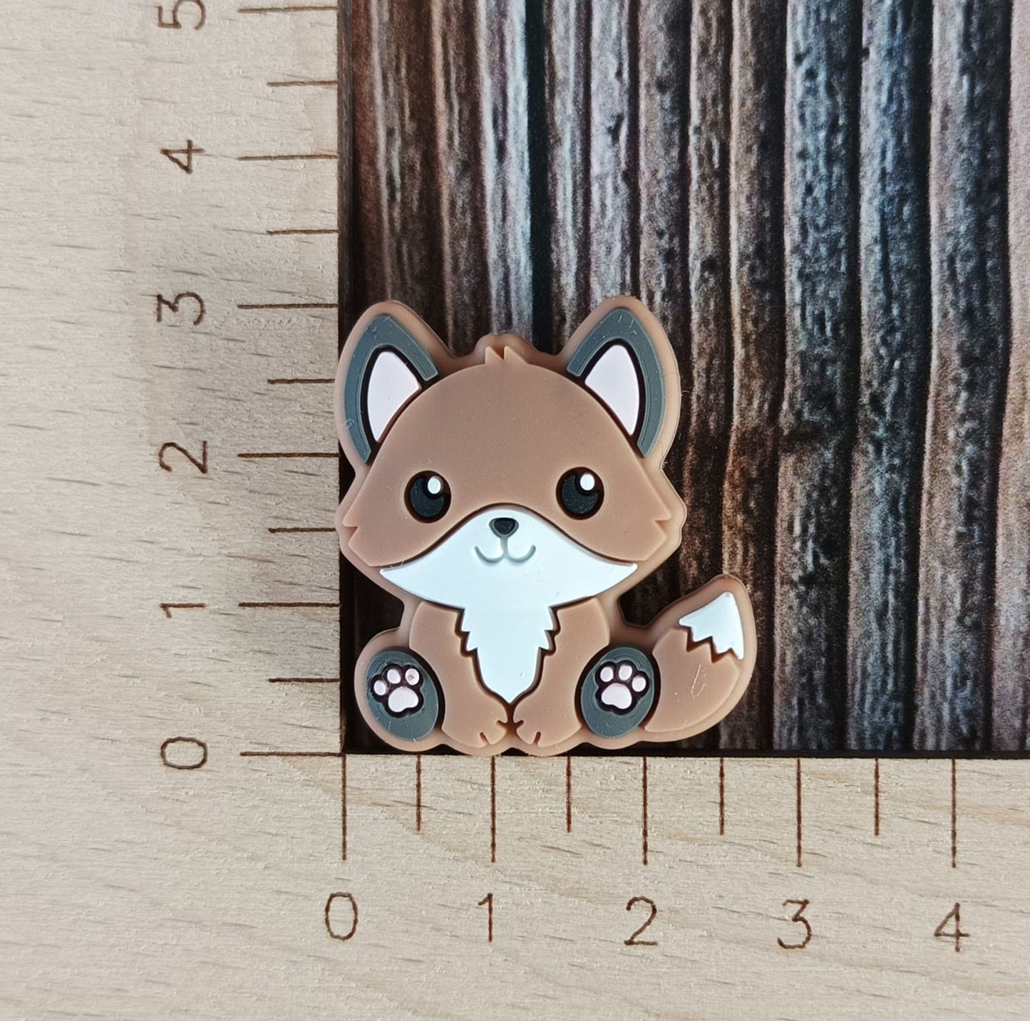 Zwei Maschenstopper aus Silikon | Motiv Fuchs braun