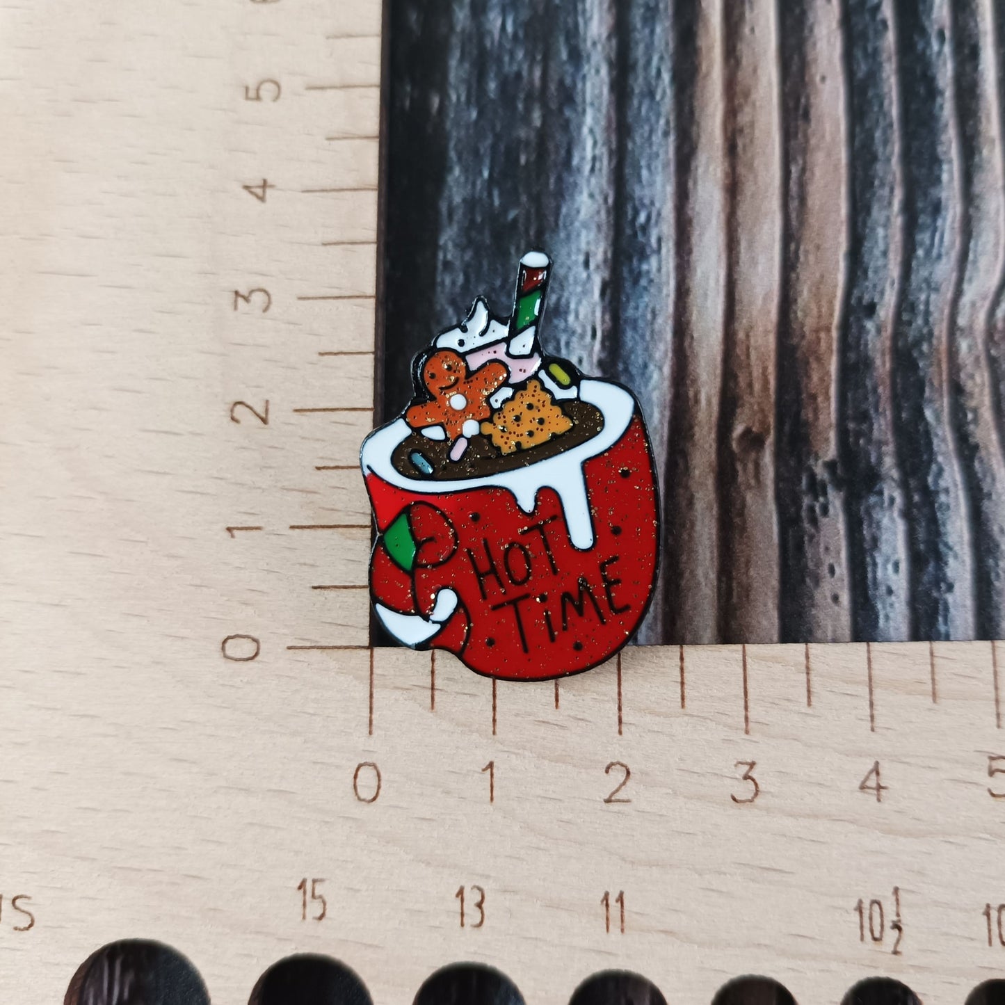 Emaille Pin | Motiv Heiße Schokolade mit Glitzer