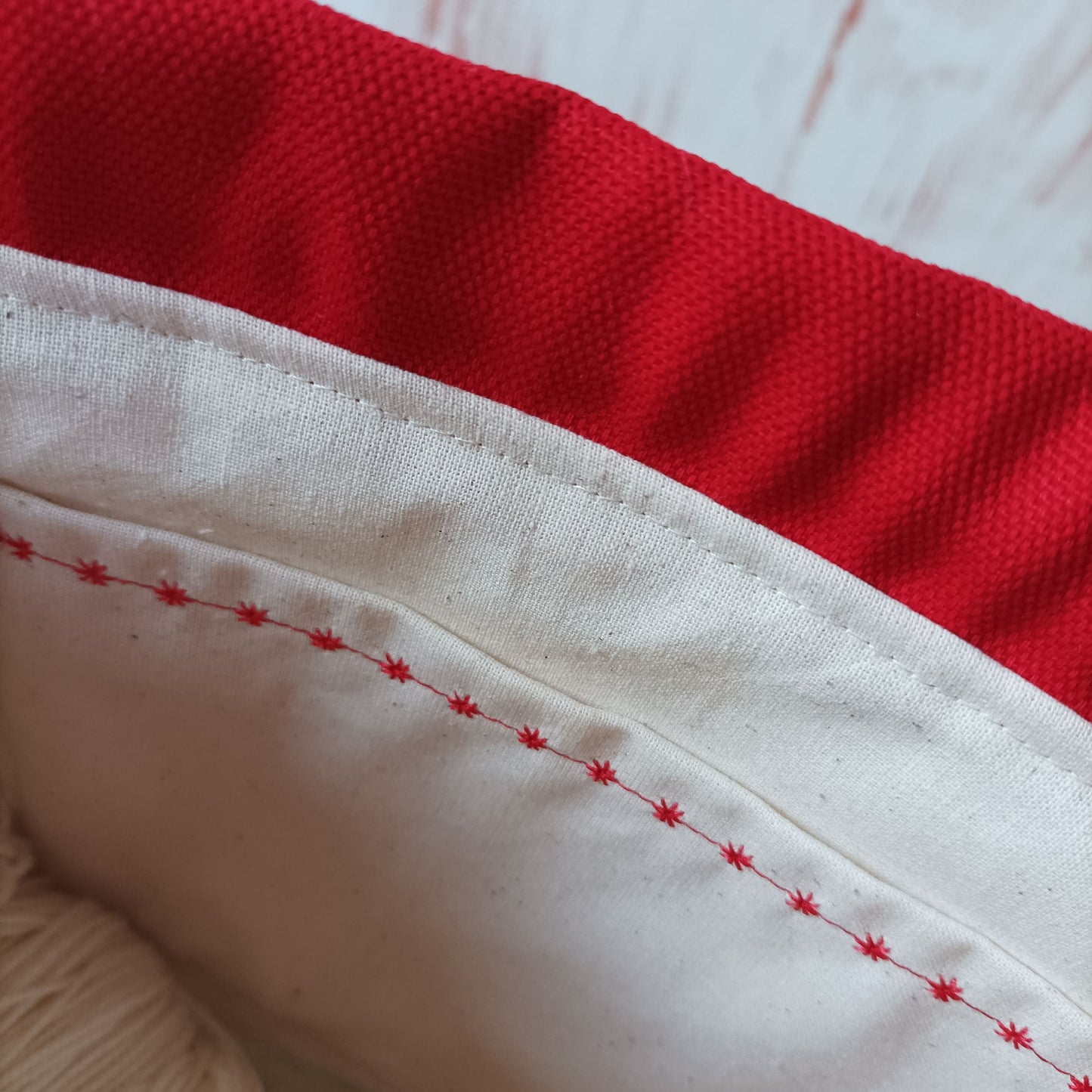 Projekttasche mit Kordelzug Größe S | Motiv Weihnachtsengel rot