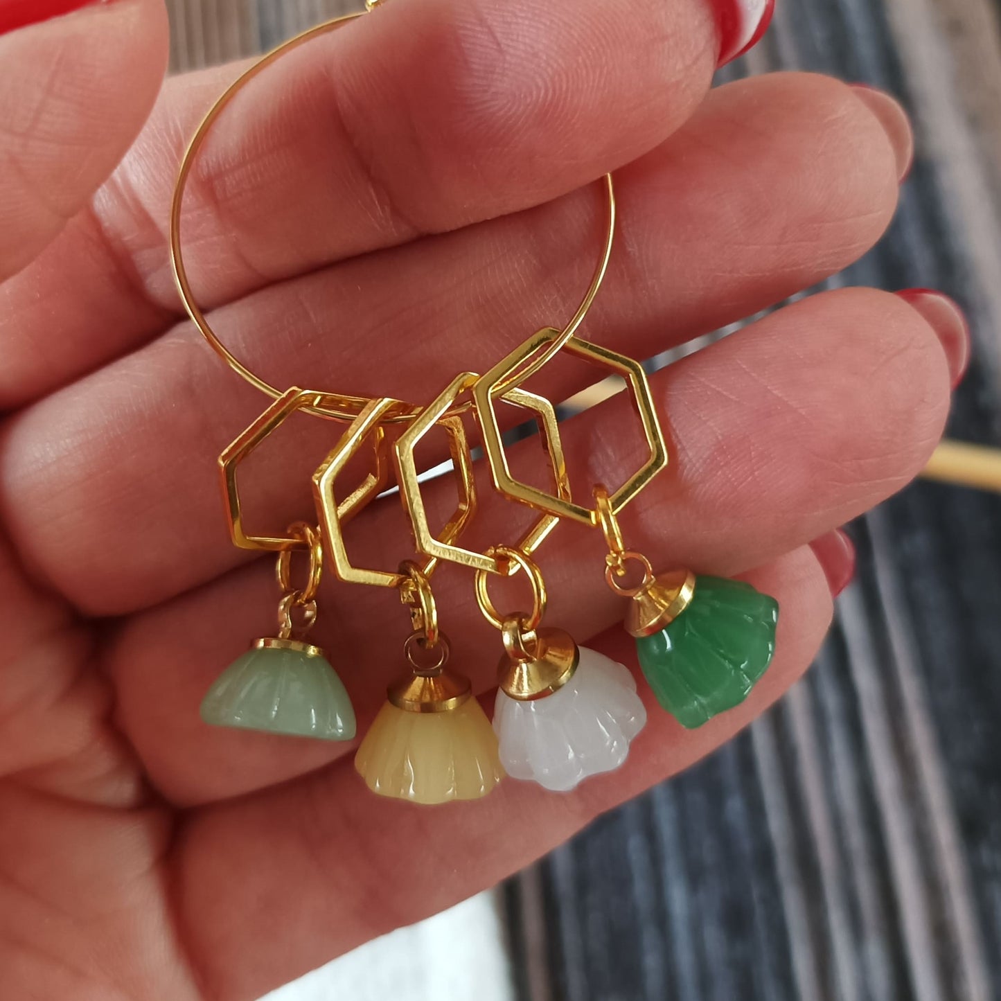 Vier Maschenmarkierer im Set | Motiv Lotus
