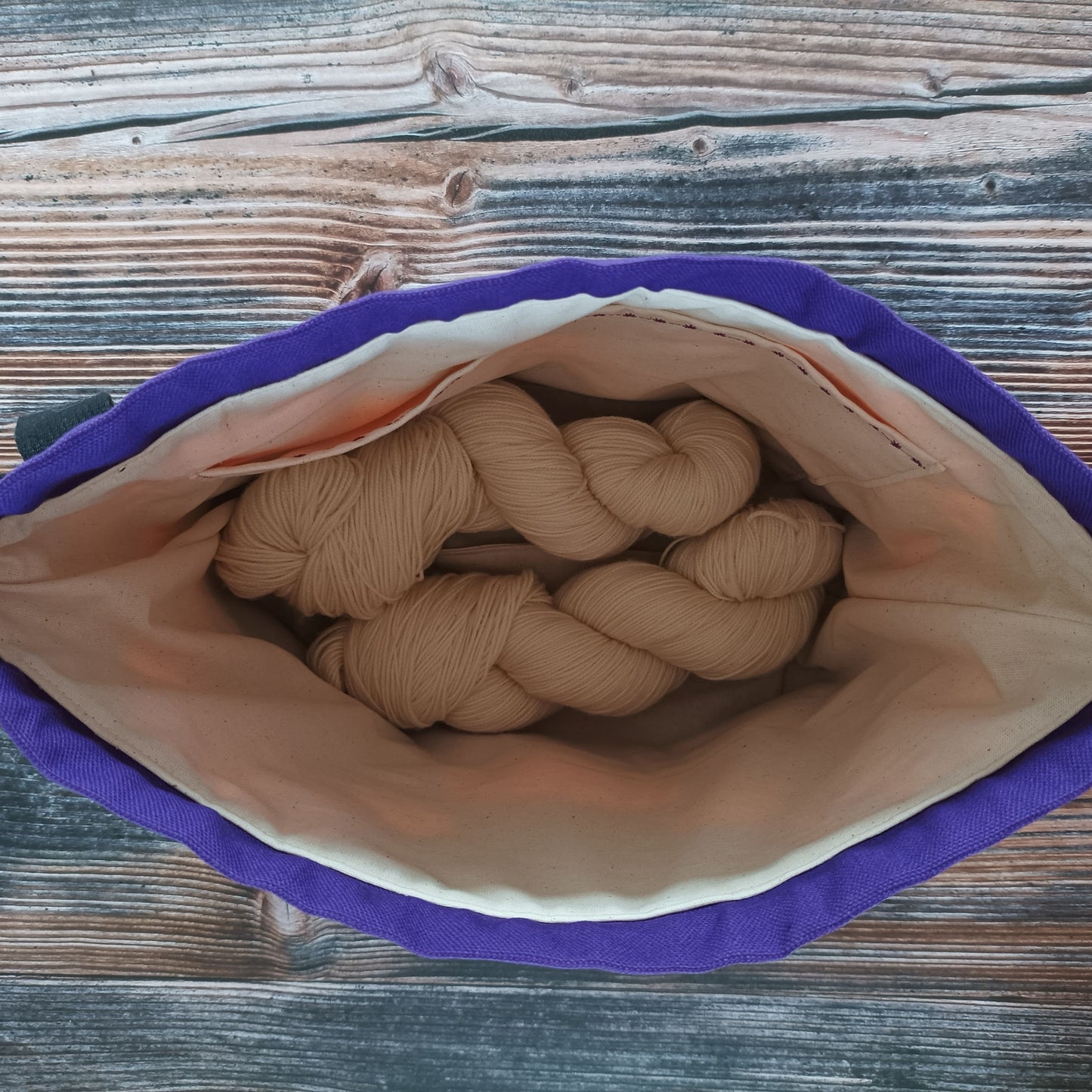 Projekttasche mit Kordelzug Größe M | Motiv Pumpkins Halloween (lila)