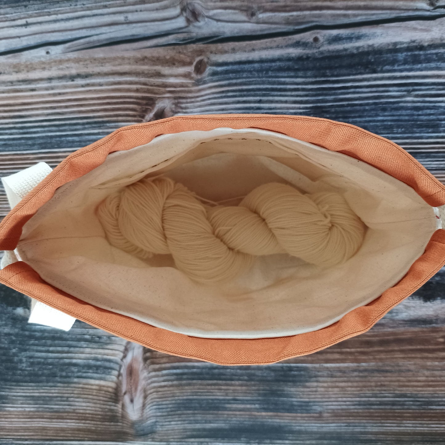 Projekttasche mit Kordelzug Größe S | Motiv Mushrooms (rost)