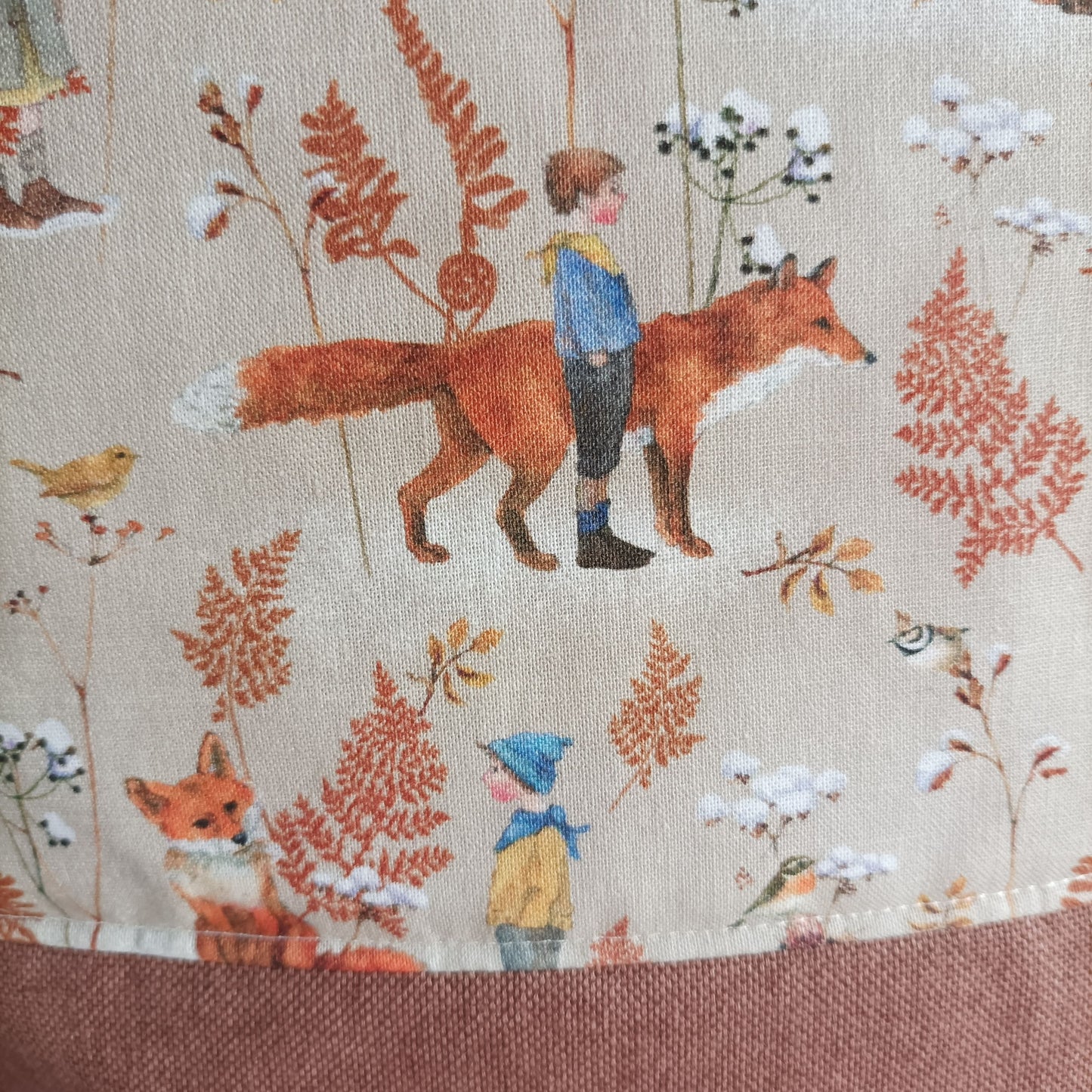 Projekttasche mit Kordelzug und Henkeln Größe M | Motiv Fuchsliebe (braun)