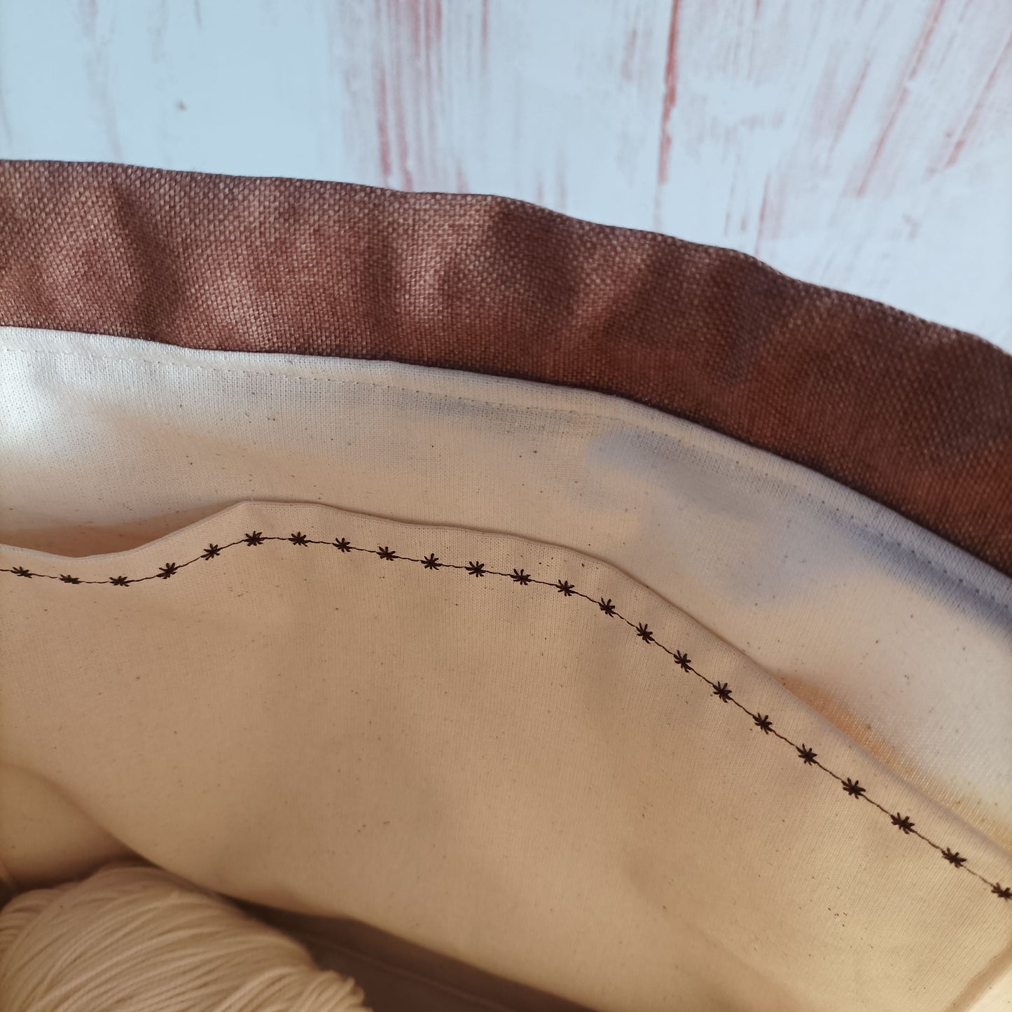 Projekttasche mit Kordelzug und Henkeln Größe M | Motiv Fuchsliebe (braun)