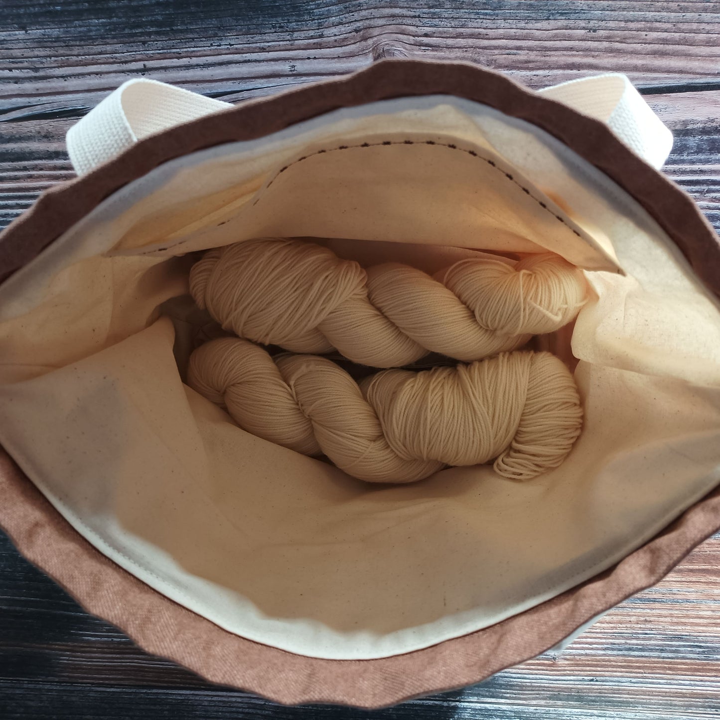 Projekttasche mit Kordelzug und Henkeln Größe M | Motiv Fuchsliebe (braun)