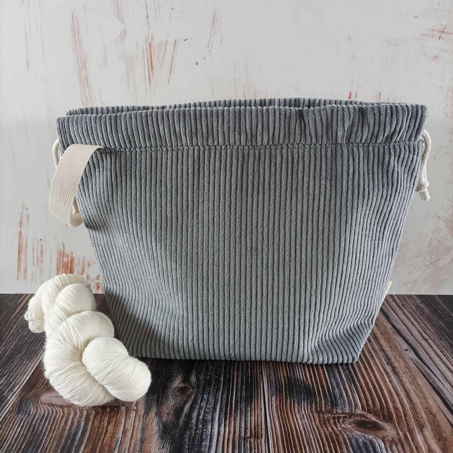 Projekttasche mit Kordelzug Größe M | Motiv Cord grau | Katzen