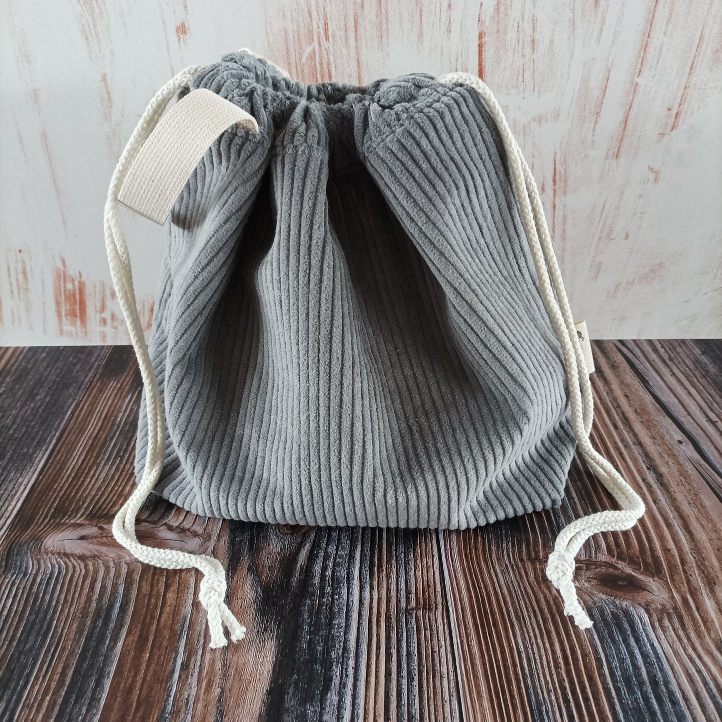 Projekttasche mit Kordelzug Größe M | Motiv Cord grau | Katzen