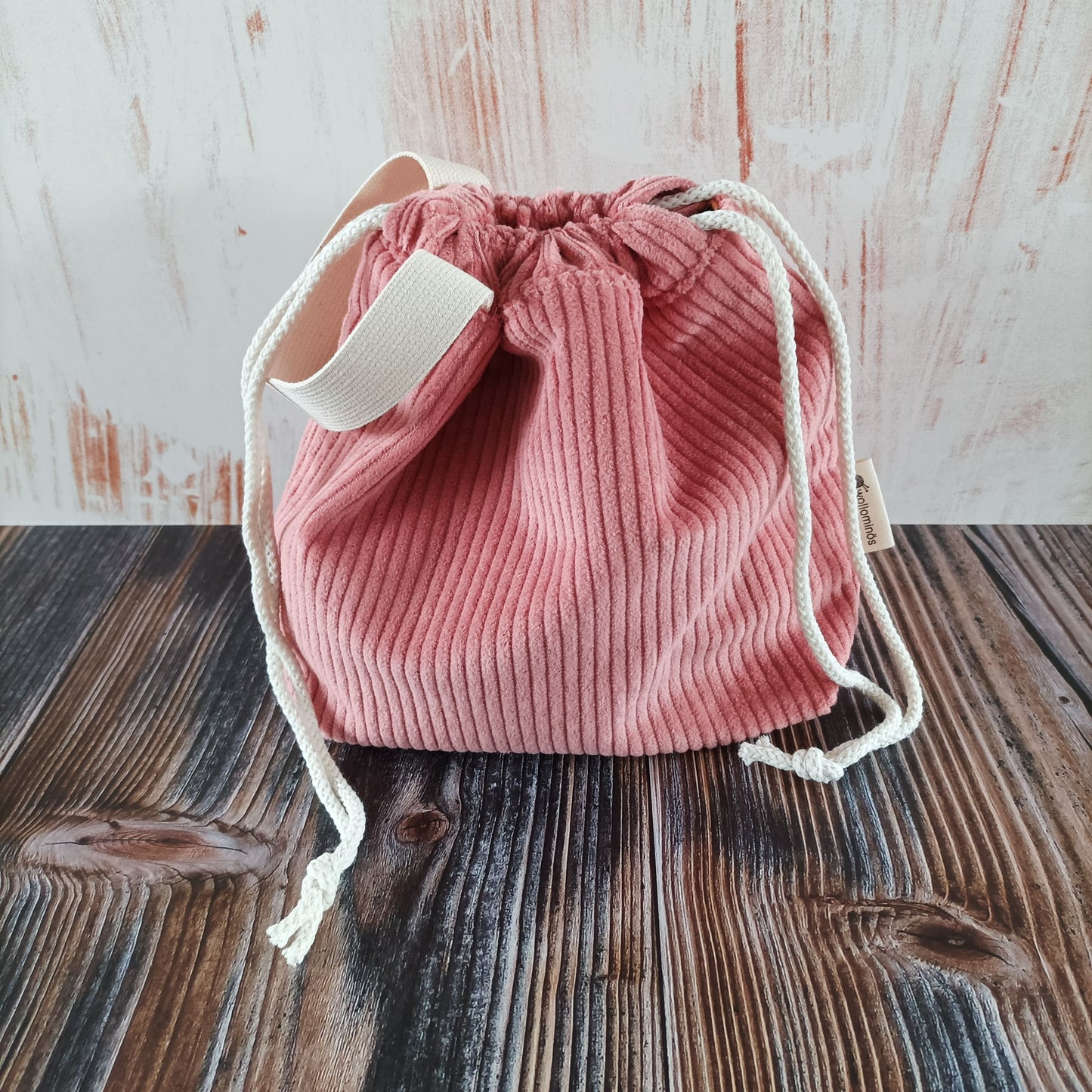 Projekttasche mit Kordelzug Größe S | Motiv Cord rosa | Waldtiere