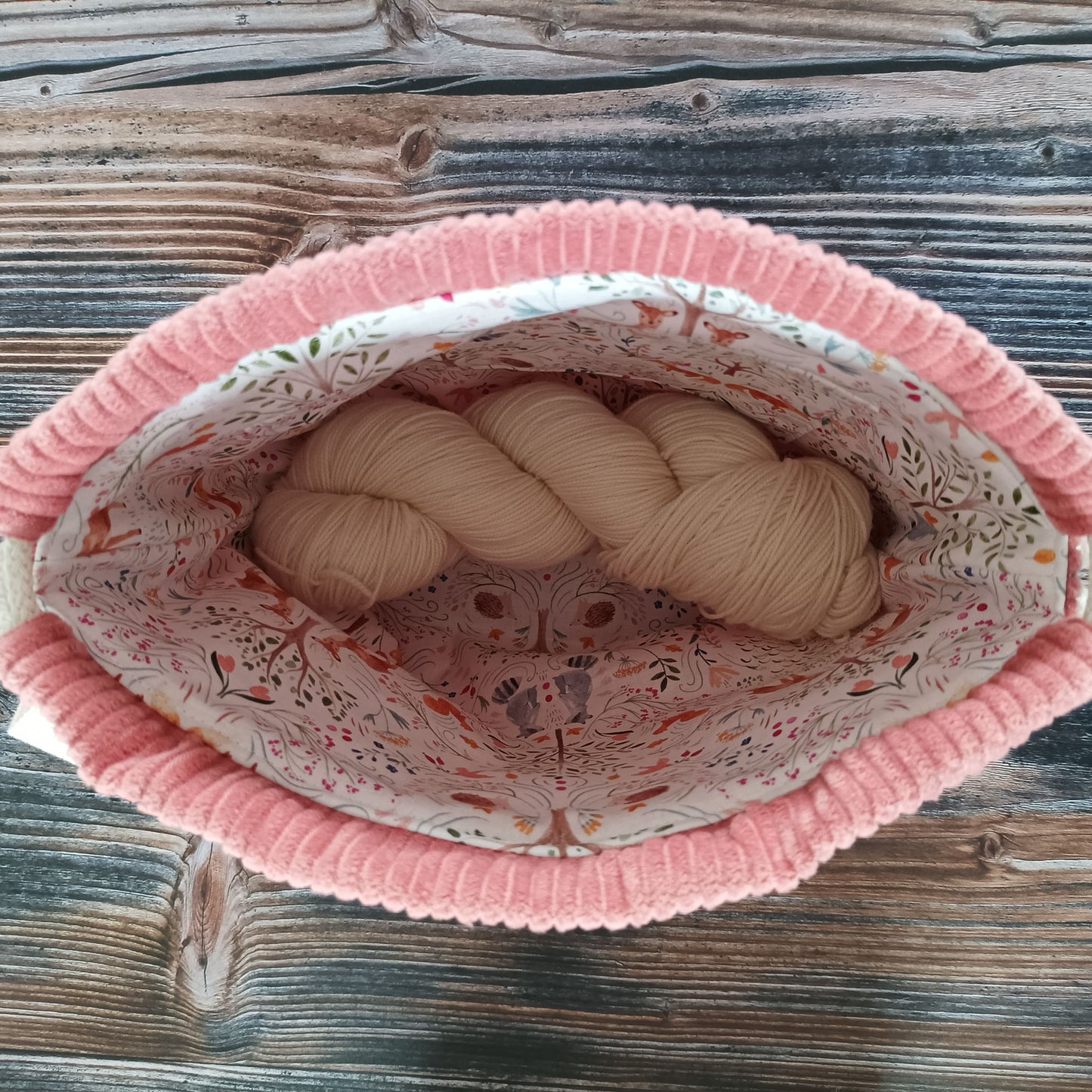 Projekttasche mit Kordelzug Größe S | Motiv Cord rosa | livin on the hedge