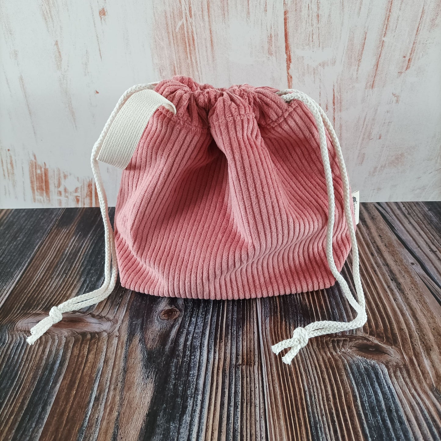 Projekttasche mit Kordelzug Größe S | Motiv Cord rosa | livin on the hedge