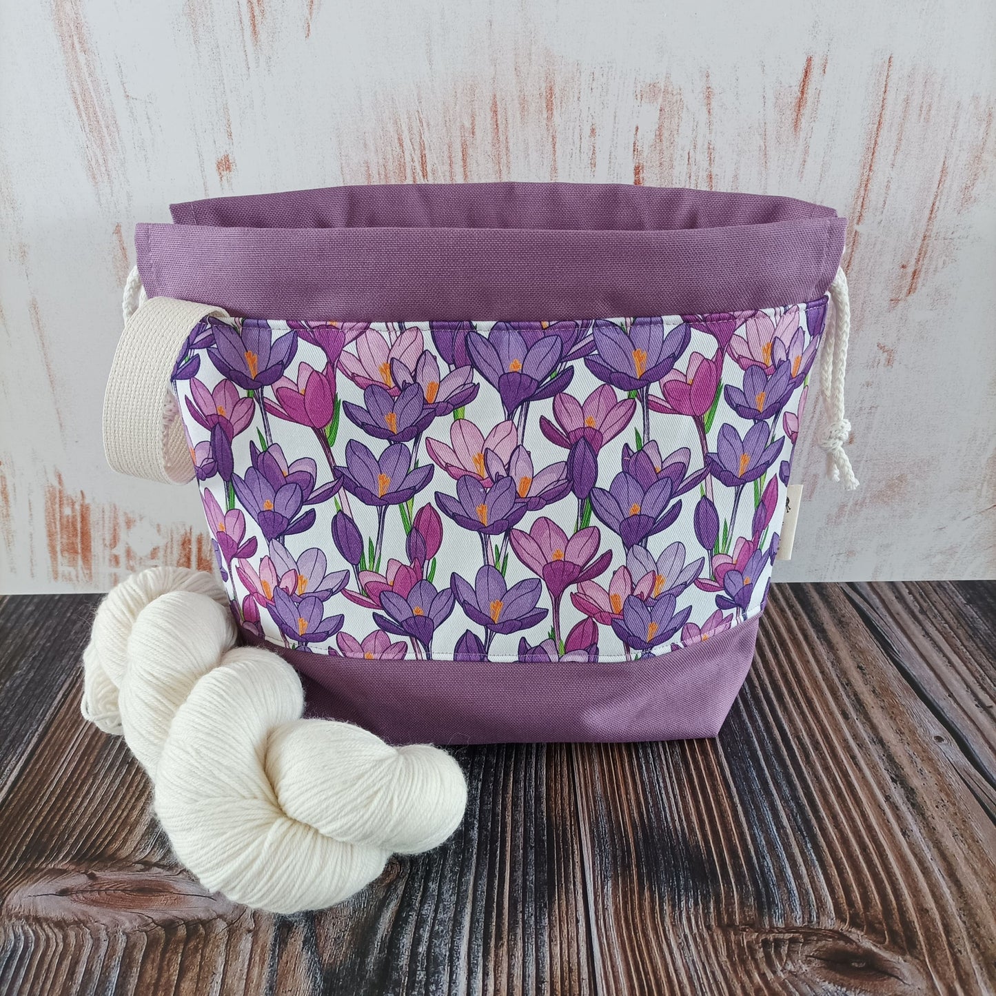 Projekttasche mit Kordelzug Größe S | Motiv Krokusse
