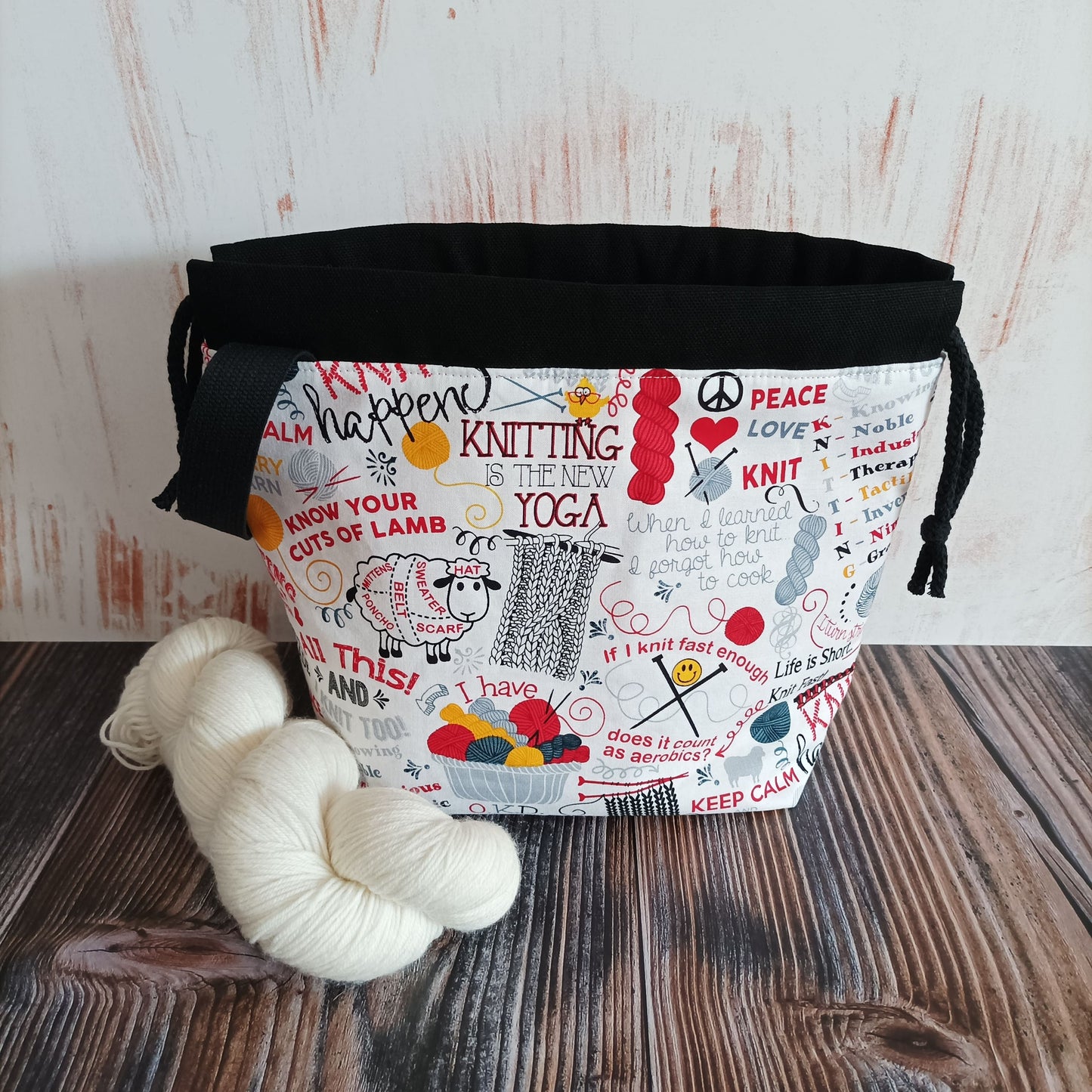Projekttasche mit Kordelzug Größe S | Motiv Knittinglove