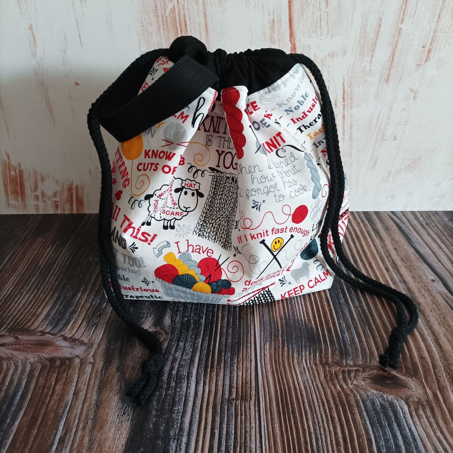 Projekttasche mit Kordelzug Größe S | Motiv Knittinglove
