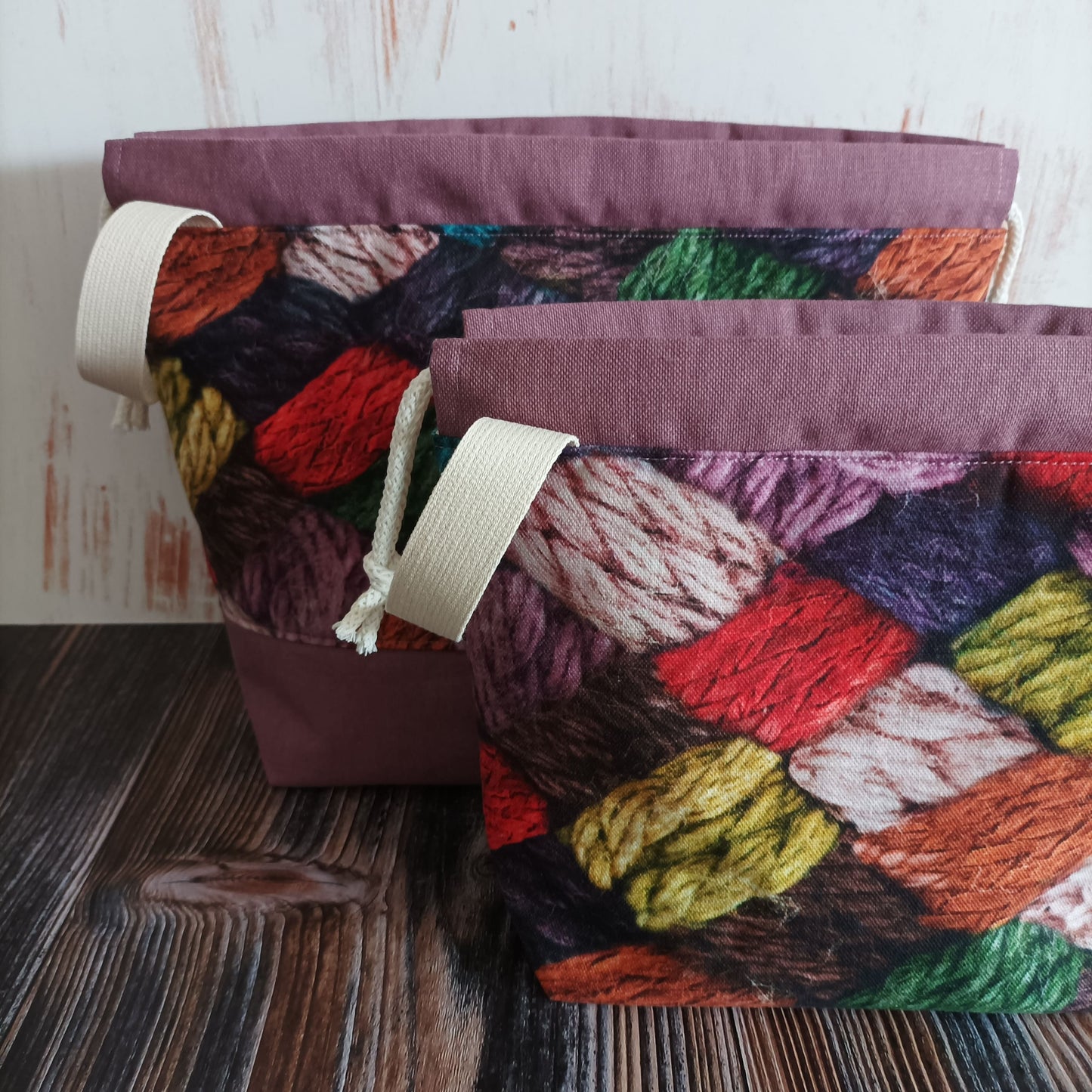 Projekttasche mit Kordelzug Größe M | Motiv Maschenliebe