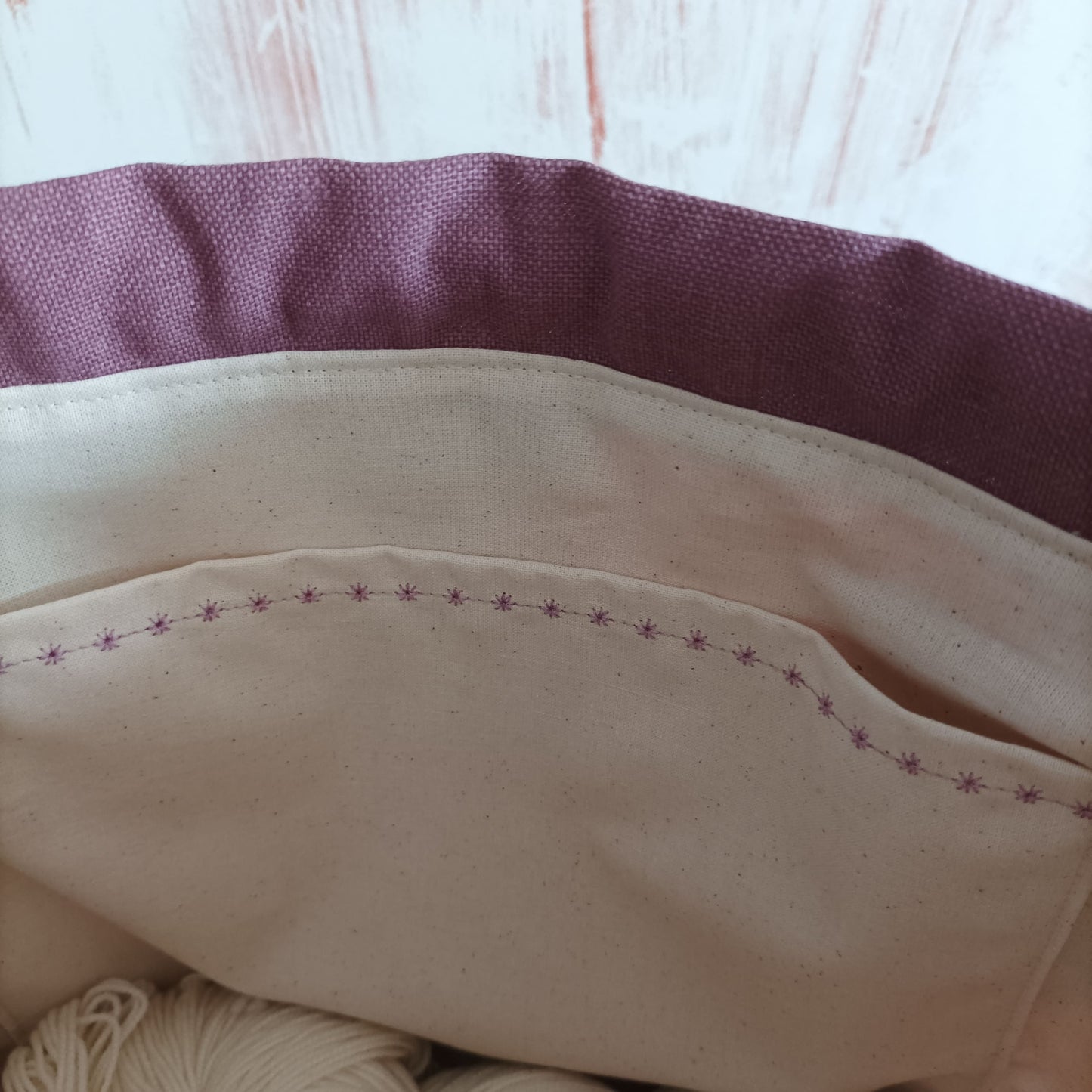 Projekttasche mit Kordelzug Größe M | Motiv Maschenliebe