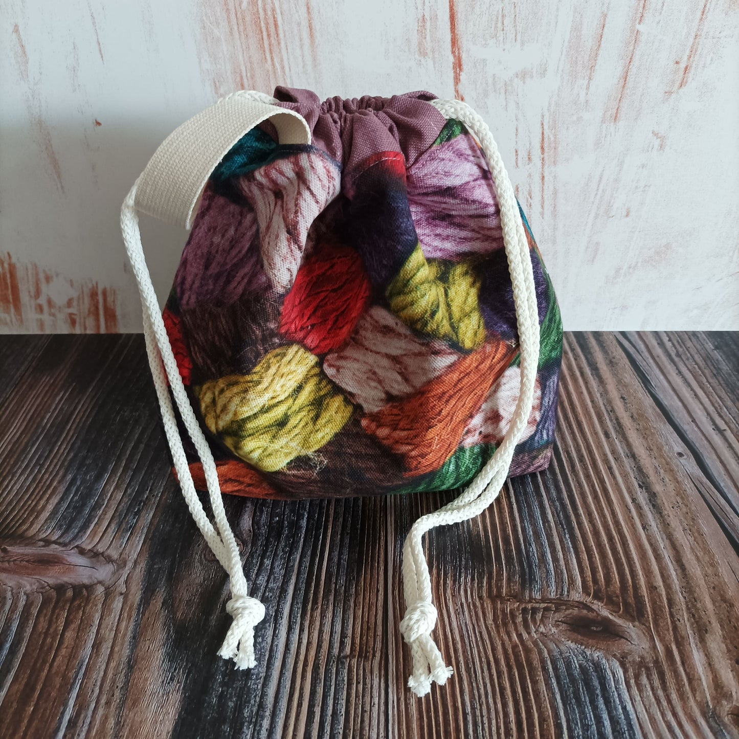 Projekttasche mit Kordelzug Größe S | Motiv Maschenliebe