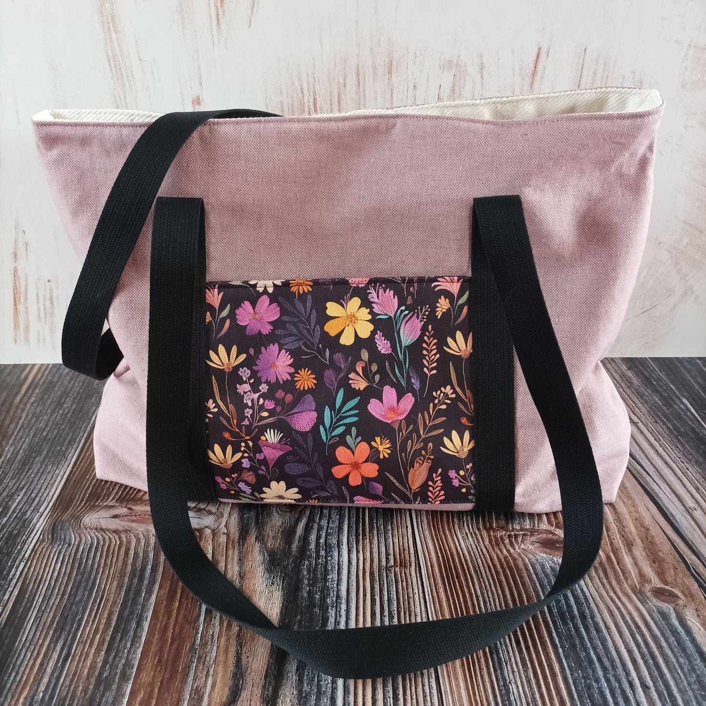 Shopper | Mauve mit Blumen