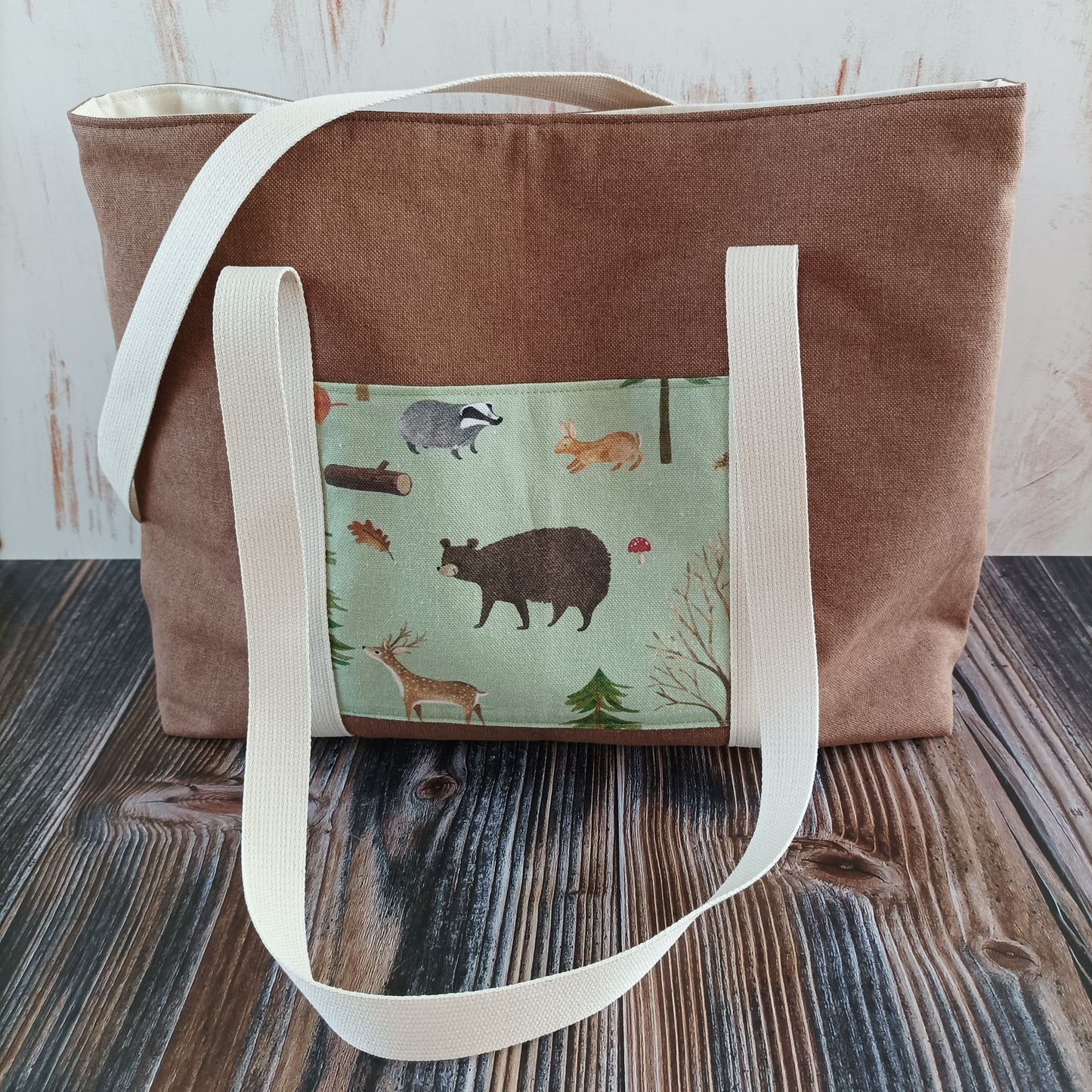 Shopper | Braun mit Waldtieren