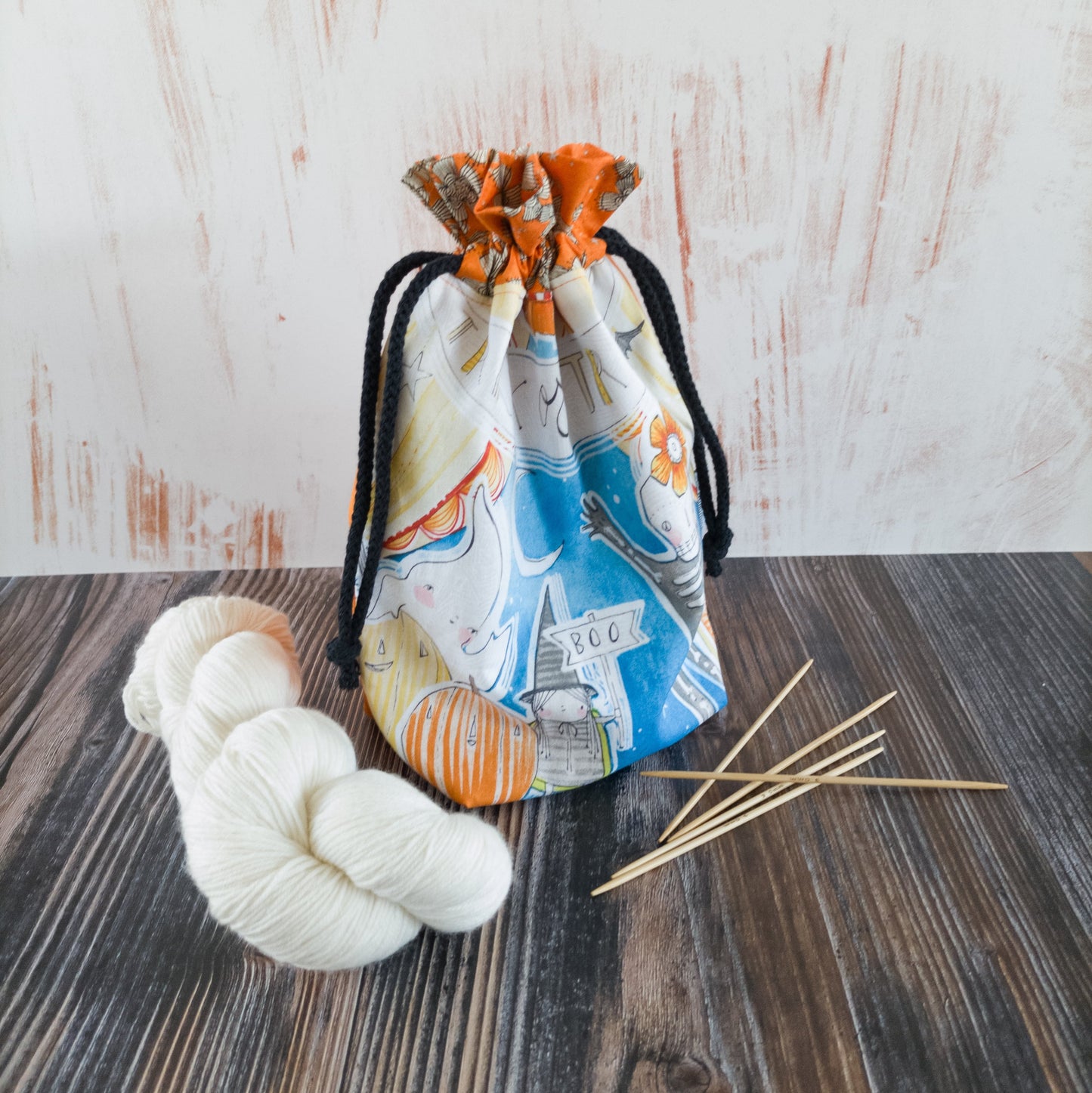 Projektbeutel | Stricktasche für unterwegs | Motiv Trick or Treat Halloween