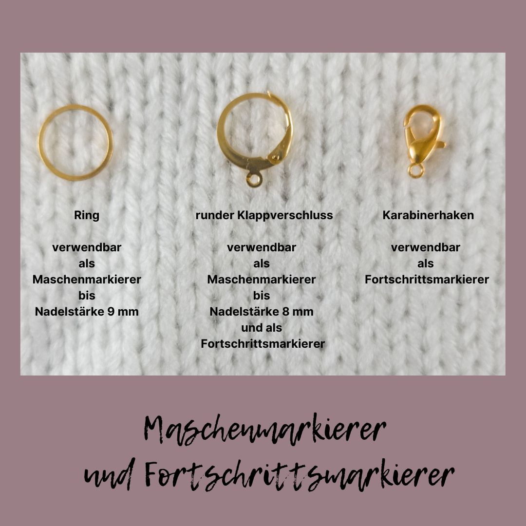 Drei Maschenmarkierer und Fortschrittsmarkierer im Set | Motiv Katzen