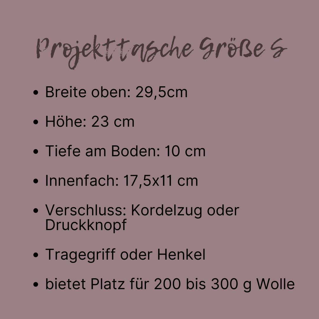 Projekttasche mit Druckknopf Größe S | Motiv Cord grau | Vögelchen