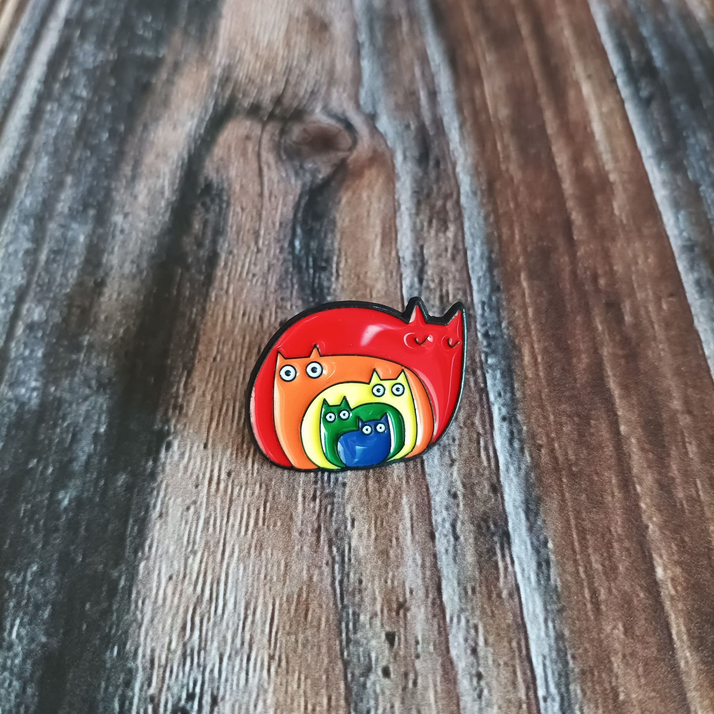 Emaille Pin | Motiv Regenbogenkatzen