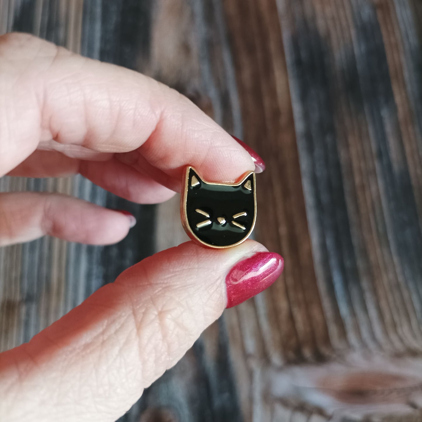 Emaille Pin | Motiv Katzenkopf schwarz