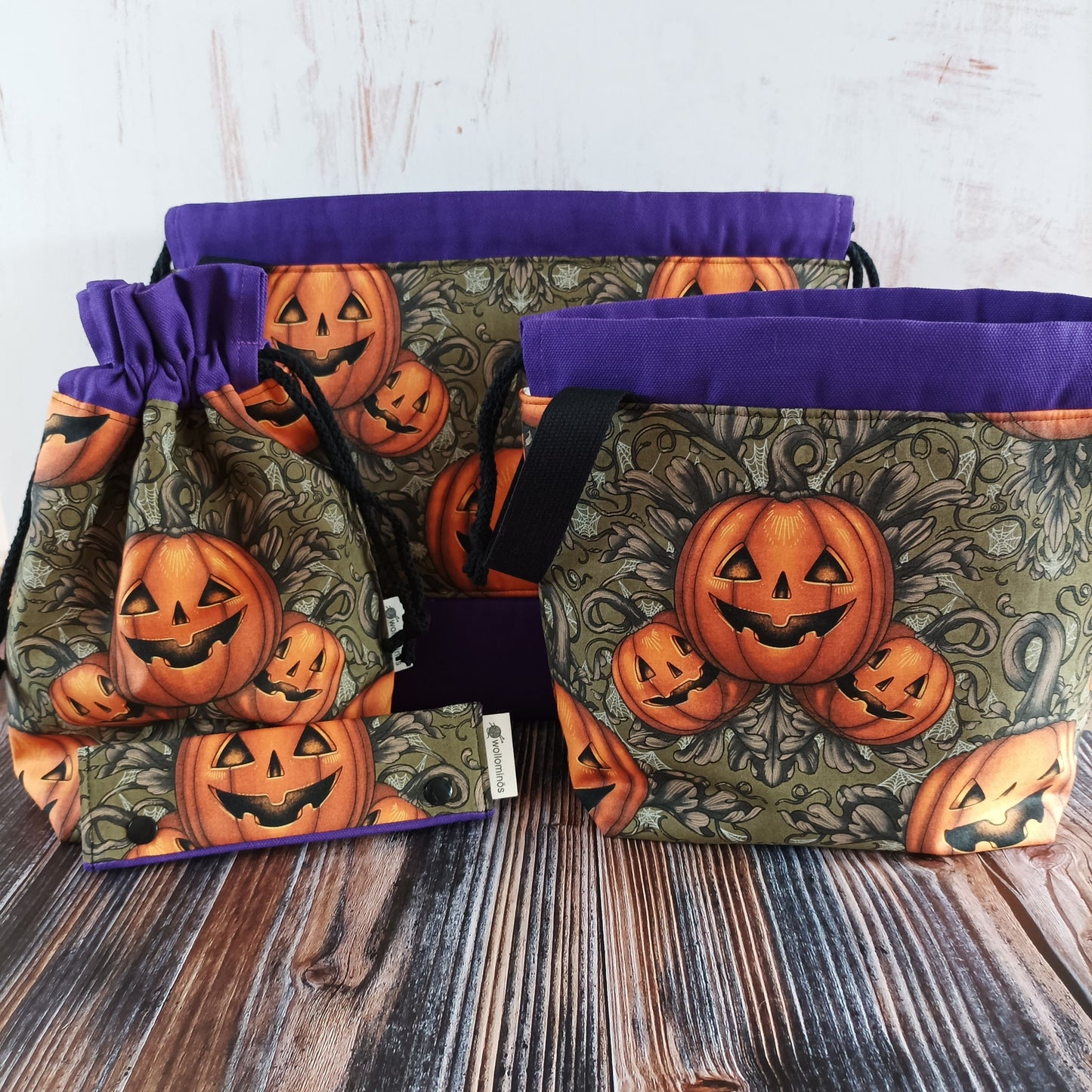 Projektbeutel | Stricktasche für unterwegs | Geschenkbeutel | Motiv Pumpkins