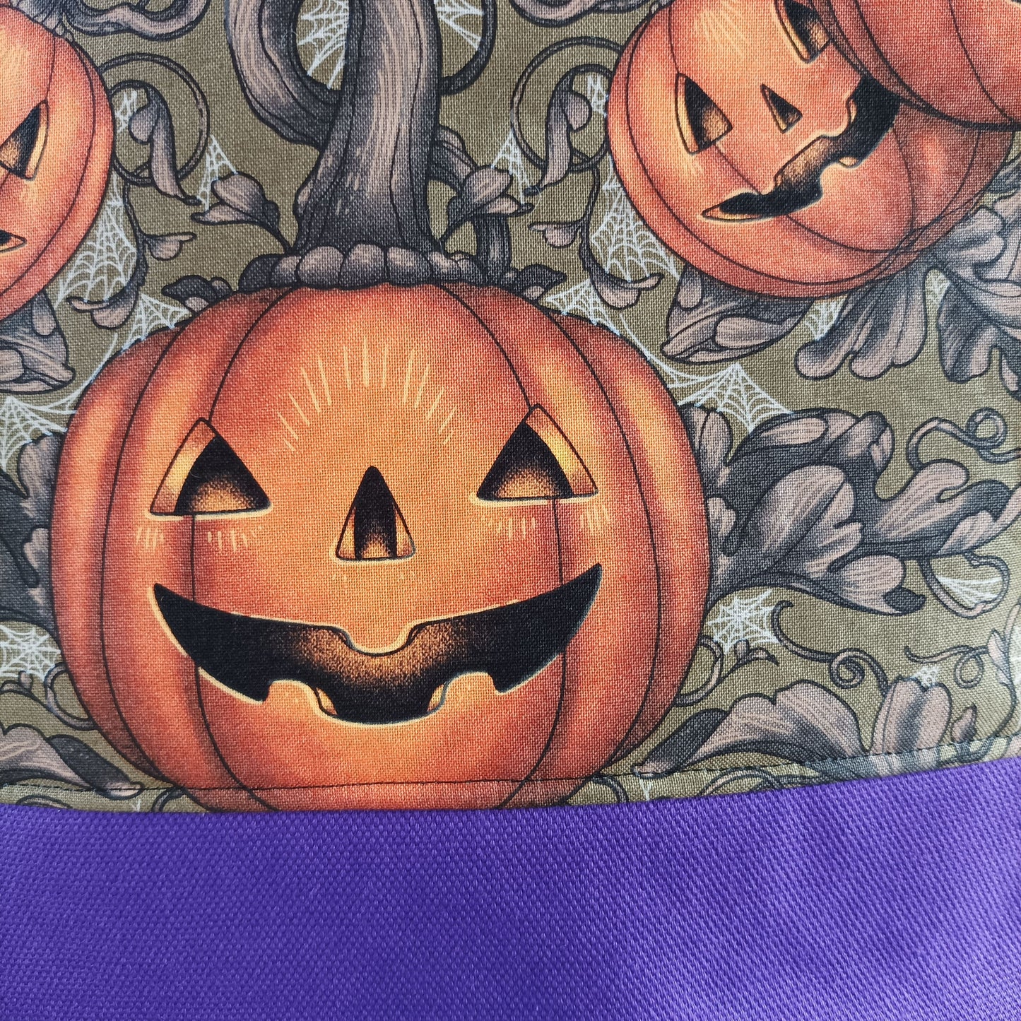 Projekttasche mit Kordelzug Größe M | Motiv Pumpkins Halloween (lila)