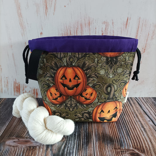 Projekttasche mit Kordelzug Größe S | Motiv Pumpkins