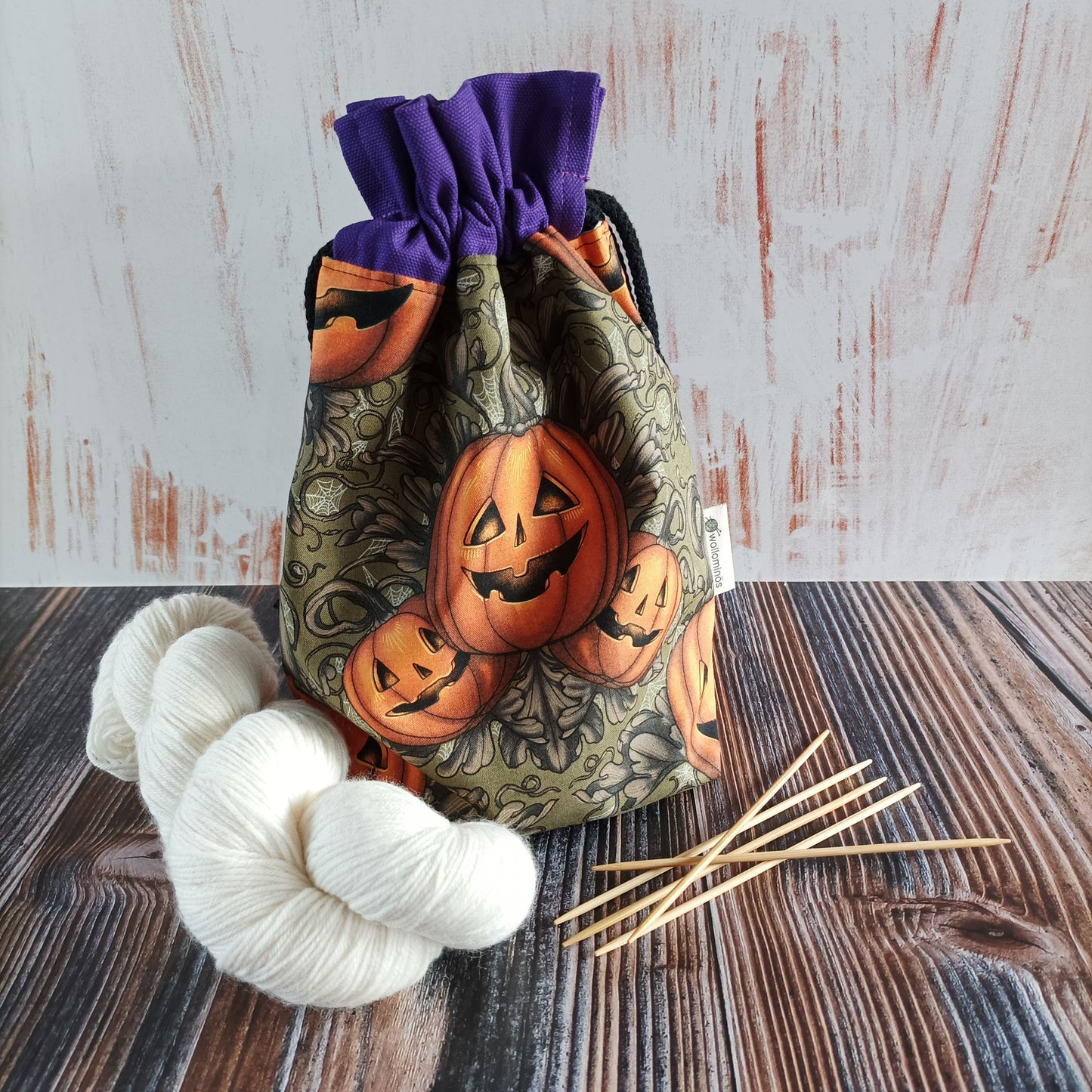 Projektbeutel | Stricktasche für unterwegs | Geschenkbeutel | Motiv Pumpkins