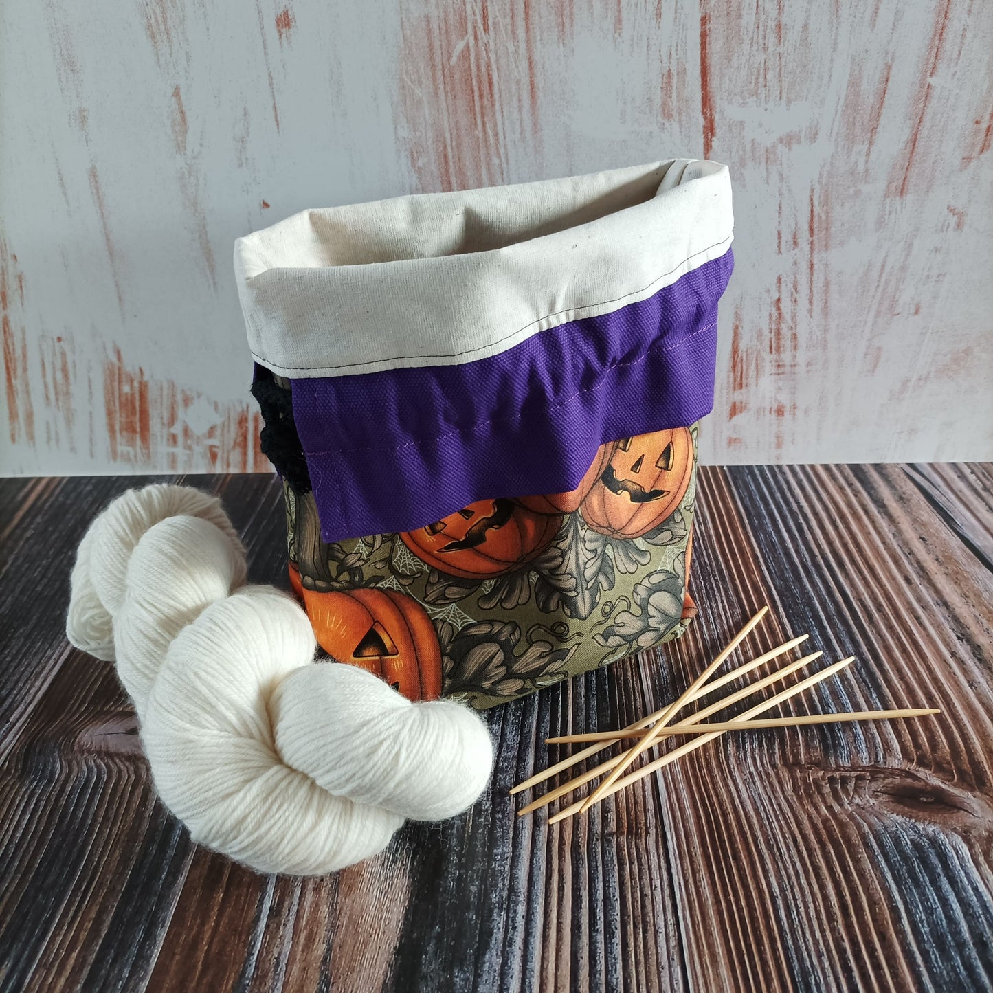 Projektbeutel | Stricktasche für unterwegs | Geschenkbeutel | Motiv Pumpkins