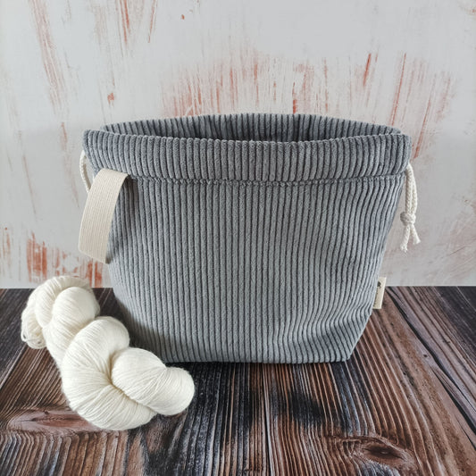 Projekttasche mit Kordelzug Größe S | Motiv Cord grau | Wildrosen