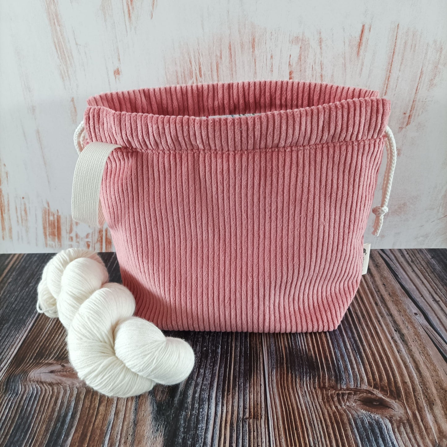 Projekttasche mit Kordelzug Größe S | Motiv Cord rosa | livin on the hedge
