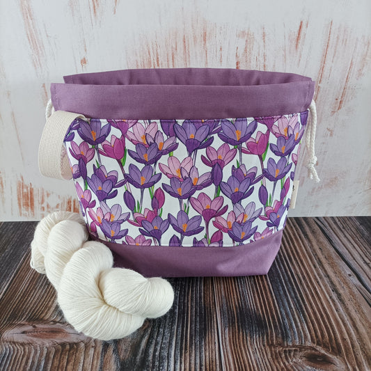 Projekttasche mit Kordelzug Größe S | Motiv Krokusse