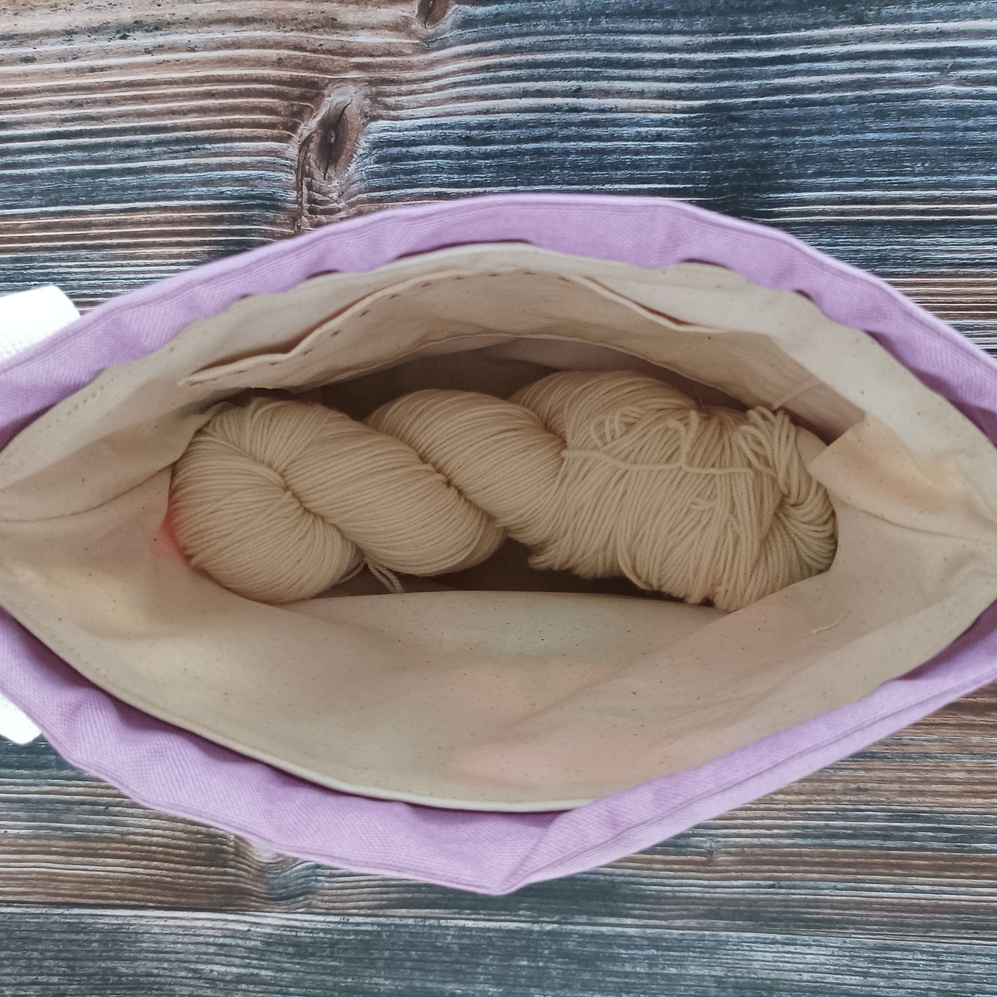 Projekttasche mit Kordelzug Größe S | Motiv Schmetterlingswiese flieder