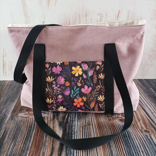 Shopper | Mauve mit Blumen