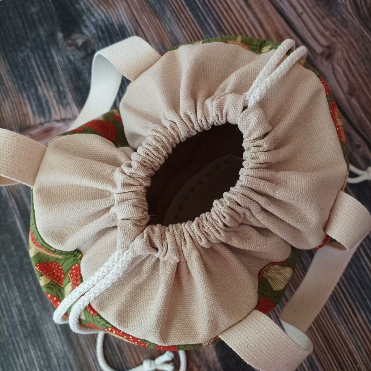 Projekttasche mit Kordelzug Größe M | Motiv Fliegenpilze