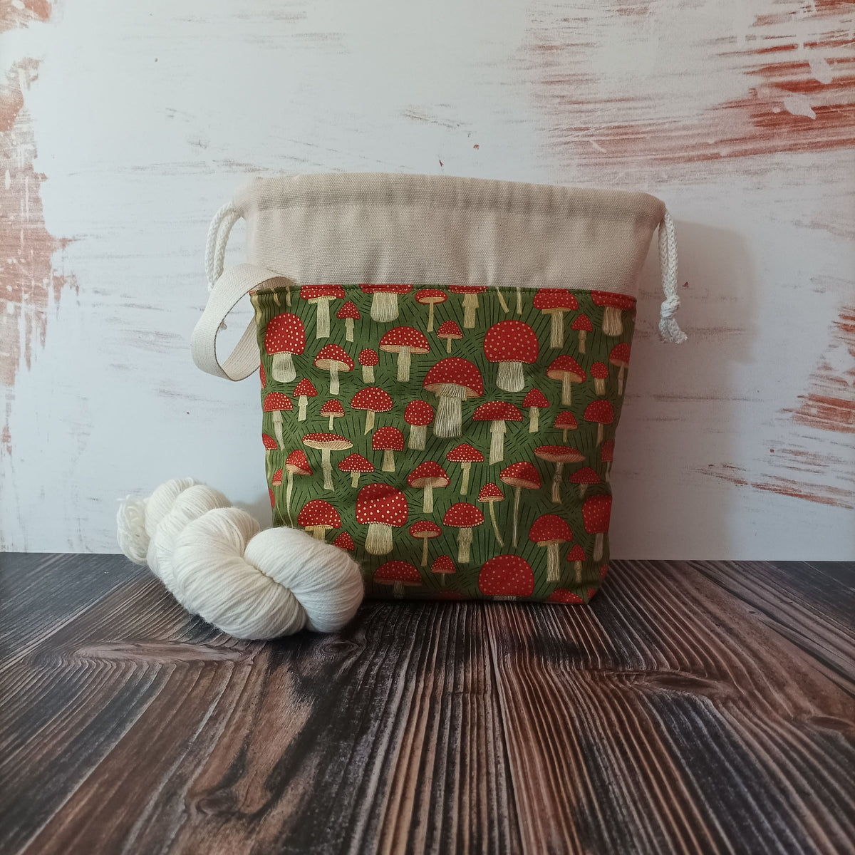Projekttasche mit Kordelzug Größe S | Motiv Fliegenpilze